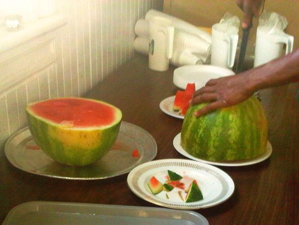 00 - Cutting Watermelon slices for Iftar Plate, Islam Care Centre, Ottawa - Wednesday July 31 2013