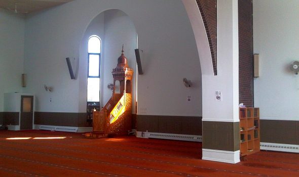 06 - Sunlight through Mihrab and Mimbar, Ottawa Main Mosque, Jumah Friday August 2 2013