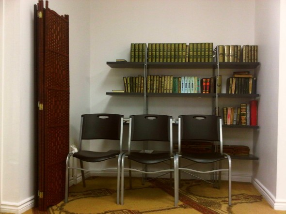 08 - Ibrahim Jam-E Mosque - Secondary Prayer Hall Qur'an Bookshelves - Hamilton Ontario - Wednesday August 7 2013