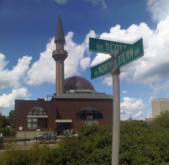 48 - Rue Scott and Rue Northwestern Street Signs, Ottawa Main Mosque, Jumah Friday August 2 2013