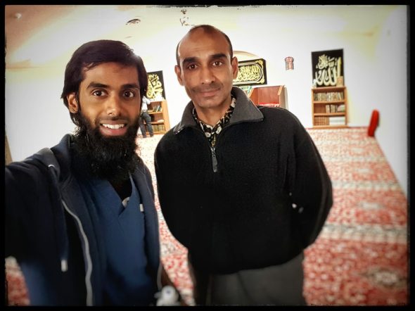 Omair and HiMY inside Masjid Dar As-Salam, Charlottletown, PEI 20160612_210916